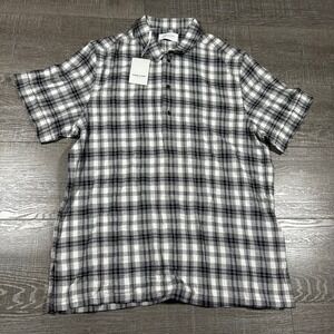 Ovadia and Sons Ashkelon Polo Shirt Black White Plaid Short Sleeve XL‎ Mens